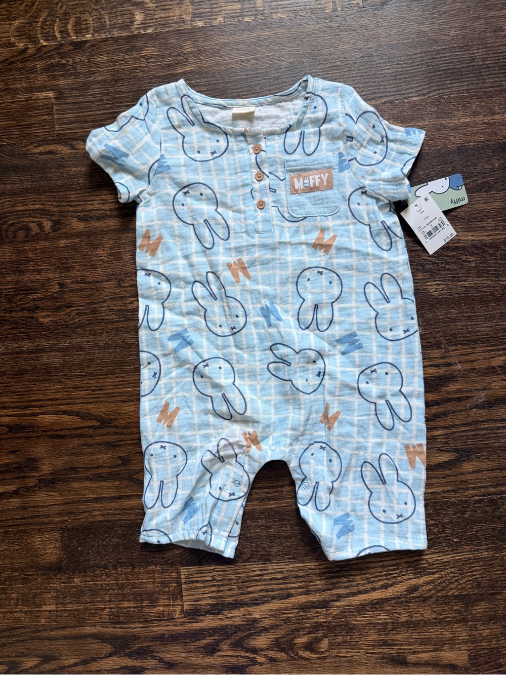 miffy Light Blue Bunny Print One-Piece Romper